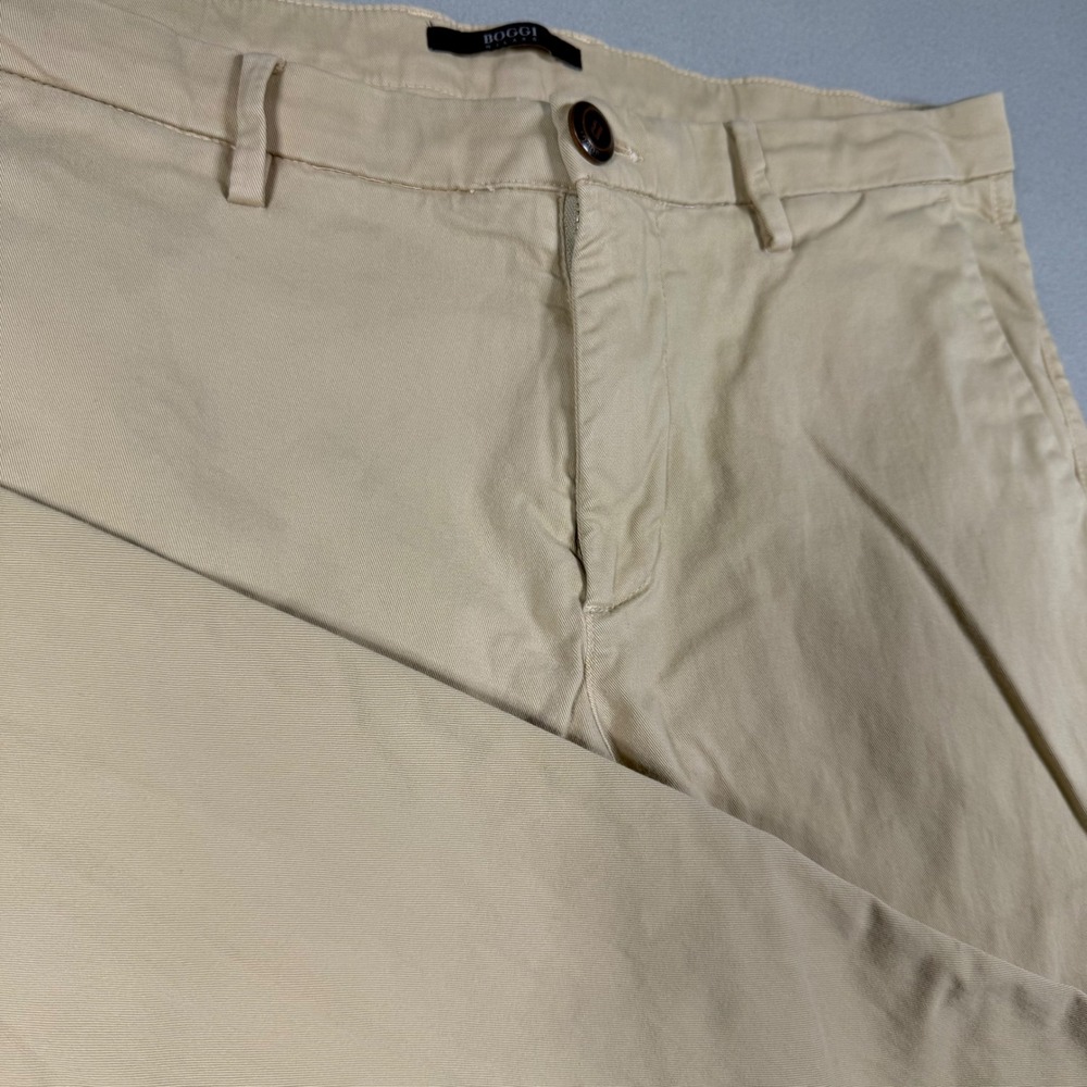 Boggi Milano Mens Slim Fit Chino Pants Tan Khaki Cotton Stretch Size 33